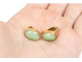 18k Yellow Gold Pretty Oval Cabachon Jadeite Jade Earrings