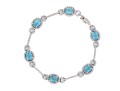 14k White Gold White Sapphire And Blue Glass Halo Link Bracelet