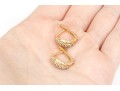 14k Yellow Gold Pretty Diamond Set 1/2 Hoop Earrings, App. 0.14 TCW