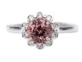 14k White Gold Beautiful Round Morganite And Diamond Halo Ring, Size 5.75