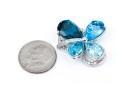 14k White Gold Beautiful Multi Toned Blue Topaz And Diamond Contemporary Cluster Pendant