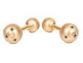14k Yellow Gold Beautiful Brushed Sapphire Studded Barbell Cufflinks, App. 0.35 TCW
