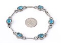 14k White Gold White Sapphire And Blue Glass Halo Link Bracelet