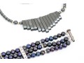 Fun Lot Of Cultured Black Freshwater Pearl Necklace And Bracelets, With A Hematite Necklace