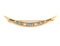 14k Yellow Gold Beautiful Vintage Seed Pearl And Sapphire Half Moon Brooch