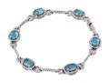 14k White Gold White Sapphire And Blue Glass Halo Link Bracelet