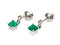 14k White Gold Beautiful Square Emerald And Diamond Earrings