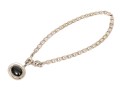 Sterling Silver Chunky Mariners Link Chain Necklace, With Contemporary Bold Black Onyx Pendant