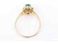 18k Yellow Gold Lovely Oval Emerald And Diamond Halo Ring, Size 7.5