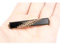 14k Yellow Gold Handsome Antique Black Enamel And Seed Pearl Bar Pin