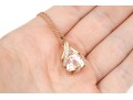 14k Rose Gold Beautiful Pink Morganite Trillion Diamond Set Swirl Pendant, With Chain