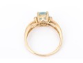 14k Yellow Gold Pretty Oval Aquamarine And Diamond Ring, Size 8.25