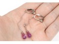 14k White Gold Pretty Purple Amethyst Briolette Necklace And Earrings Set