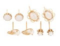 10k Gold Collection Of White Opal Stud Earrings, Posts With No Clutches