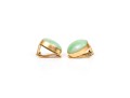 18k Yellow Gold Pretty Oval Cabachon Jadeite Jade Earrings