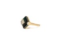 14k Yellow Gold Contemporary Diamond Profile Black Onyx Ring, Size 6.75, Diamond Set