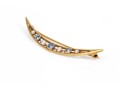 14k Yellow Gold Beautiful Vintage Seed Pearl And Sapphire Half Moon Brooch