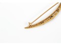 14k Yellow Gold Beautiful Vintage Seed Pearl And Sapphire Half Moon Brooch
