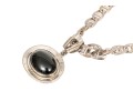 Sterling Silver Chunky Mariners Link Chain Necklace, With Contemporary Bold Black Onyx Pendant