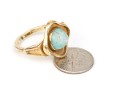 14k Yellow Gold Fabulous Contemporary Amazonite Quatrefoil Motif Ring, Size 7.75+ With Fingermate