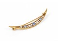 14k Yellow Gold Beautiful Vintage Seed Pearl And Sapphire Half Moon Brooch