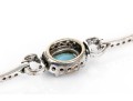 14k White Gold White Sapphire And Blue Glass Halo Link Bracelet