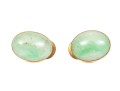 18k Yellow Gold Pretty Oval Cabachon Jadeite Jade Earrings