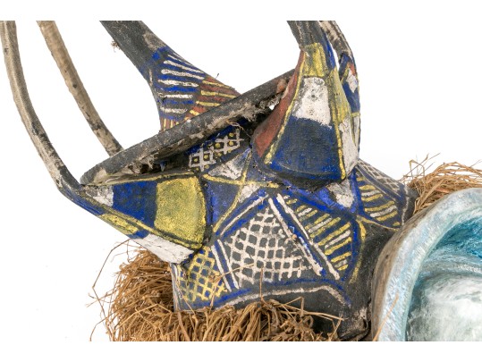 African Wood, Fiber And Paint Finished Mask, 20th C. 