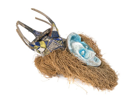 African Wood, Fiber And Paint Finished Mask, 20th C. 