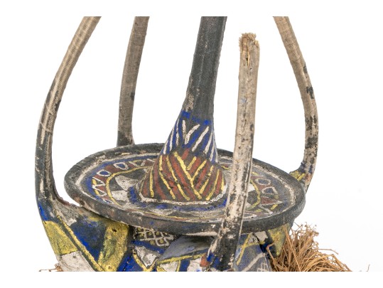 African Wood, Fiber And Paint Finished Mask, 20th C. 