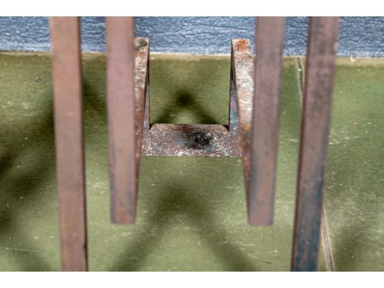 Vintage Pair Of Art Deco Style Iron And Brass Andirons