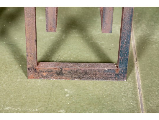 Vintage Pair Of Art Deco Style Iron And Brass Andirons