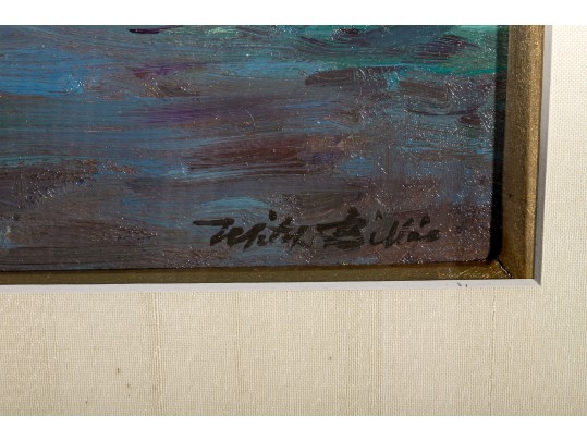 Signed Oil On Board, Landscape With Body Of Water