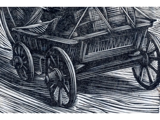 Pencil Signed Engraved Print, Man And Boy In Carriage