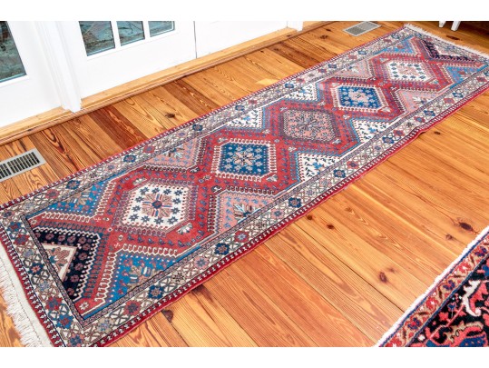 Hand-Knotted Persian Wool Runner Carpet, 9'-5