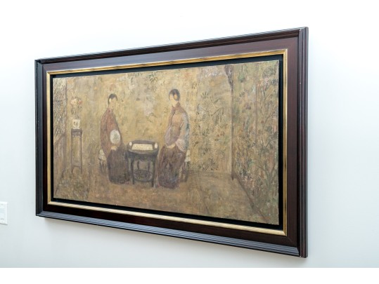 Jia Juanli (Chinese-French, B. 1960) Oil On Canvas, Seated Women Playing Go