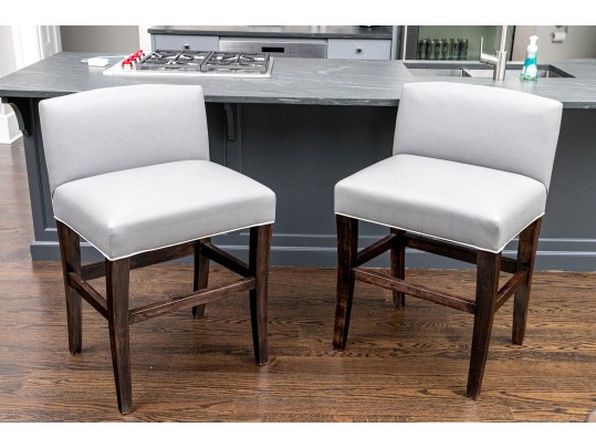 Pair Of Custom Upholstered Counter Stools
