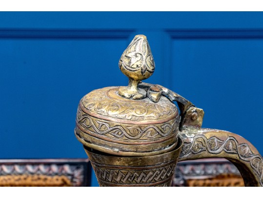 Antique Mamluk Revival Mixed Metal Ewer
