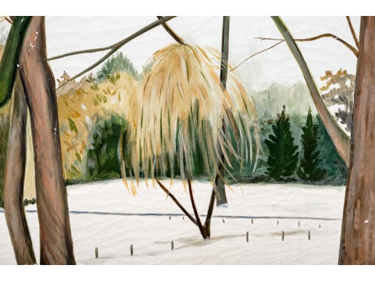 Yves-Armand Millecam (Algerian-French, B. 1933) Oil On Canvas, Winter Park Circa 1981