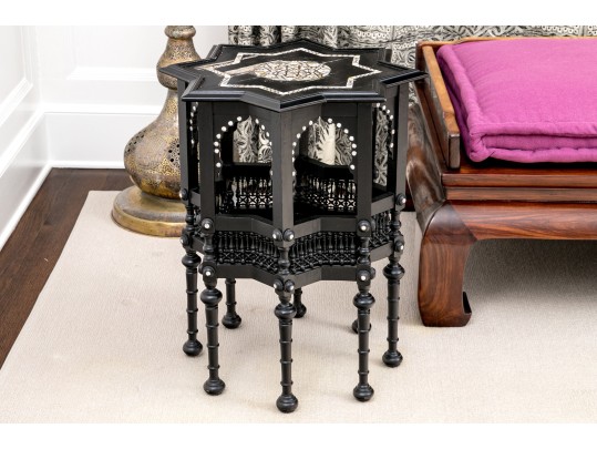Finely Detailed Inlaid Moorish Accent Table