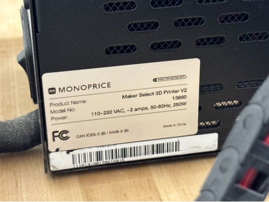 Monoprice Maker 3D Printer V2 Model 13860