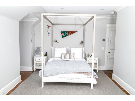 Possibly Serena & Lily White Lacquer And Grey Wash Poster Bed