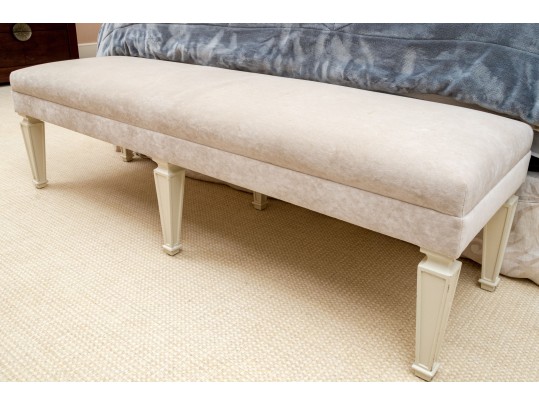 Lovely Transitional Style Velvet Upholstered Bench