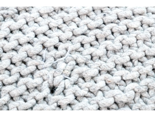 Pair Of Chunky Knit Square Poufs