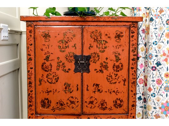 Wonderful Lacquered Chinese Marriage Cabinet