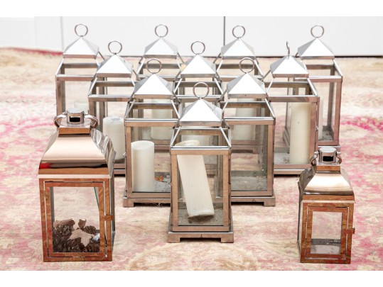 Substantial Group Of Decorative Metal Lanterns Including Pottery Barn 
