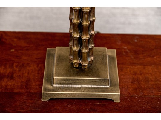 Pair Of Chic Gilt Faux Bamboo And Brass Table Lamps