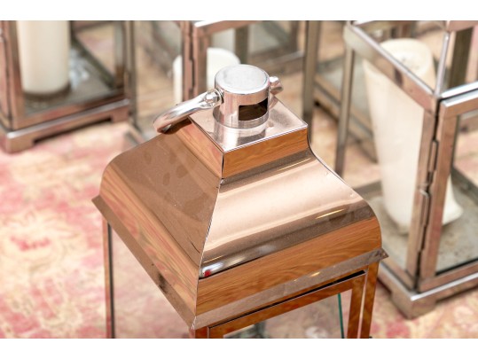 Substantial Group Of Decorative Metal Lanterns Including Pottery Barn 