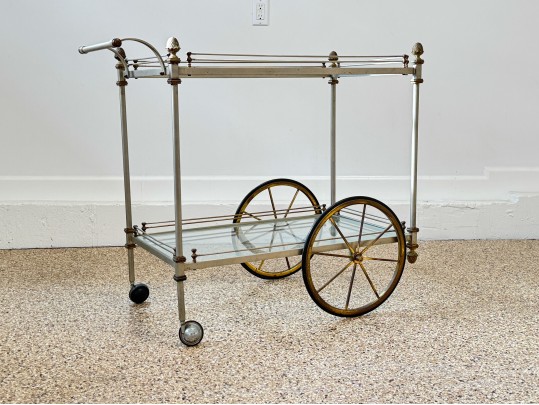 French Regency Style Glass Tiered Bar Cart