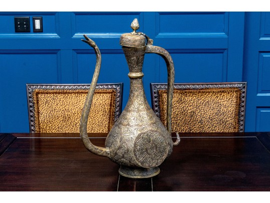 Antique Mamluk Revival Mixed Metal Ewer
